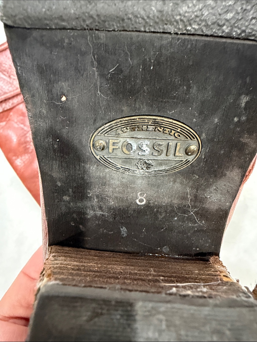 Fossil Chestnut Brown Leather under knee  Heeled Boots - Picture 2 of 4
